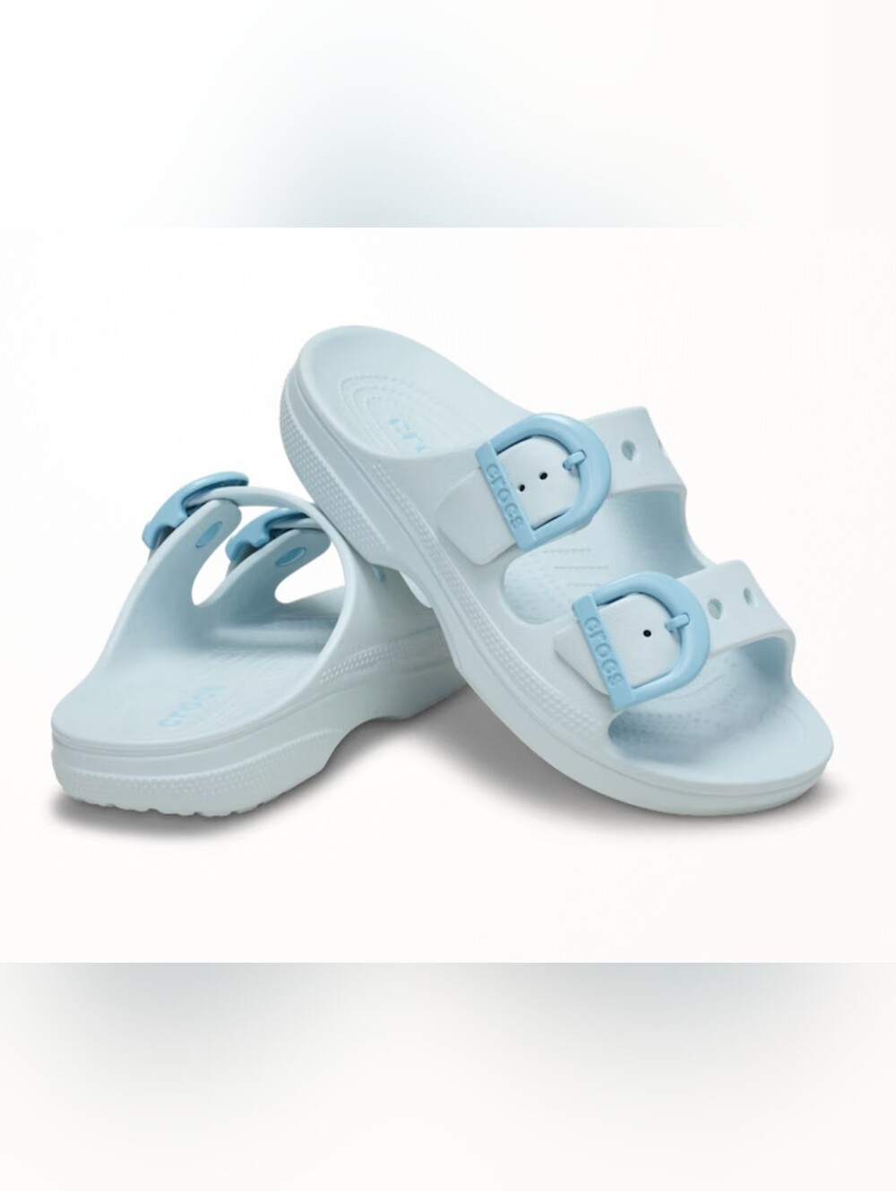 CROCS Women's  Double Buckle Slide Sandals - Pale Blue Size 5